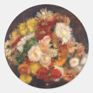 Bouquet of Chrysanthemums  Renoir  Classic Round Sticker