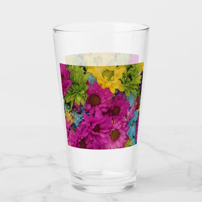 Bouquet of Colourful Daisies Glass (Front)
