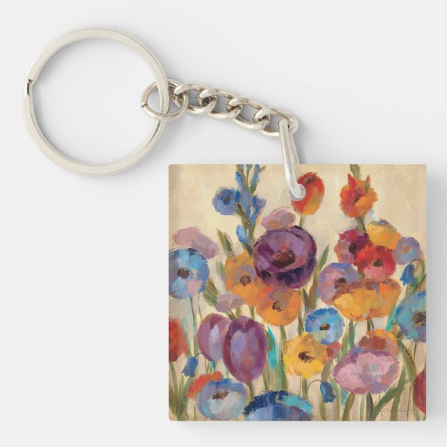Bouquet of Colourful Flowers Key Ring (Front)