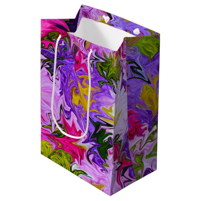 Bouquet of Colours Floral Abstract Art Design Medium Gift Bag (Front Angled)