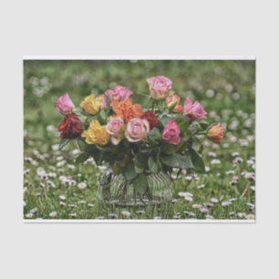 Bouquet of country roses tissue paper