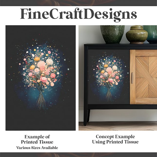 Bouquet Of Flowers Black Background BF9 Decoupage  Tissue Paper (Creator Uploaded)