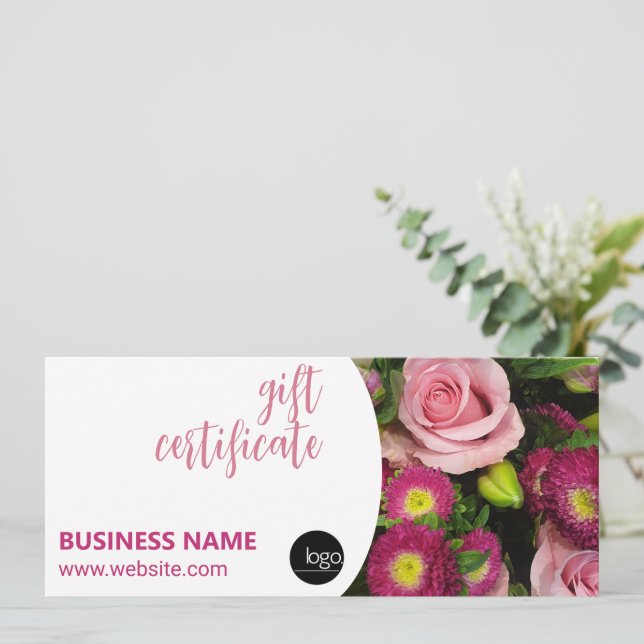 BOUQUET OF FLOWERS BUSINESS LOGO GIFT CERTIFICATE (Standing Front)