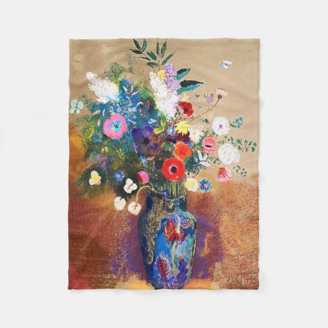 Bouquet of Flowers by Odilon Redon Fleece Blanket (Front)