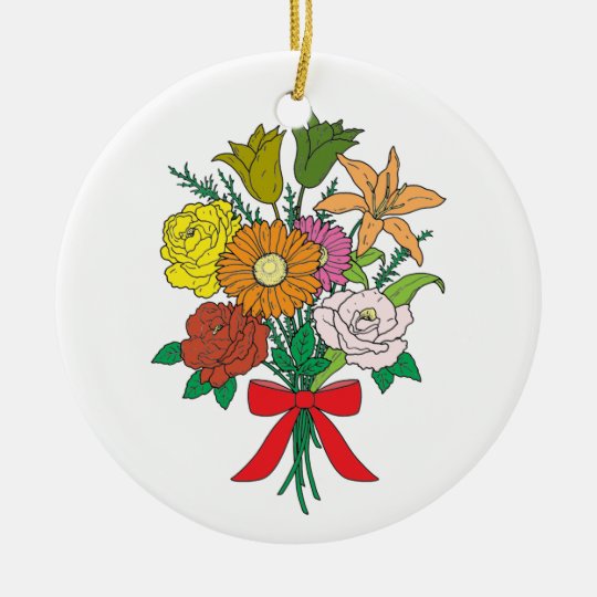 Bouquet of Flowers Ceramic Ornament