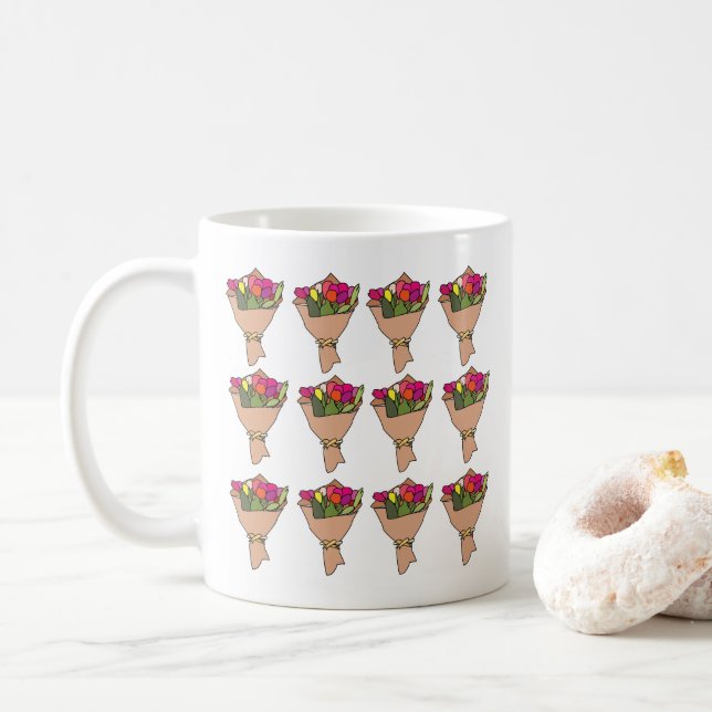 Bouquet Of Flowers Coffee Mug (With Donut)