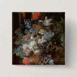 Bouquet of Flowers in a Landscape 15 Cm Square Badge