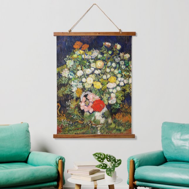 Bouquet of Flowers in a Vase by Vincent Van Gogh  Hanging Tapestry (Living Room)