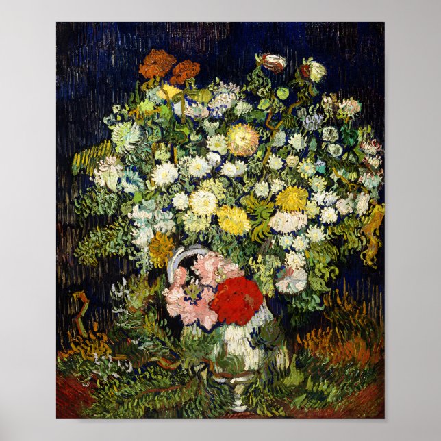 Bouquet of Flowers in a Vase by Vincent Van Gogh Poster (Front)