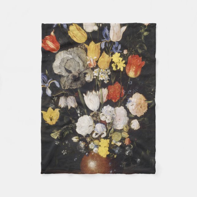 Bouquet of Flowers in an Earthenware Vase (1610) Fleece Blanket (Front)
