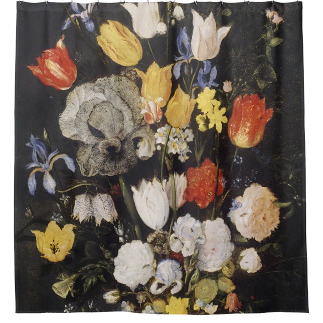 Bouquet of Flowers in an Earthenware Vase (1610) Shower Curtain (Front)