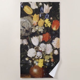 Bouquet of Flowers in an Earthenware Vase  Beach Towel