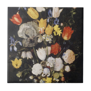 Bouquet of Flowers in an Earthenware Vase Ceramic Tile