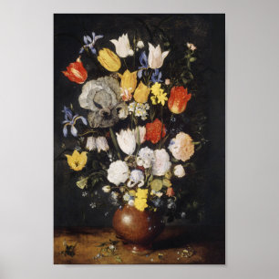 Bouquet of Flowers in an Earthenware Vase  Poster