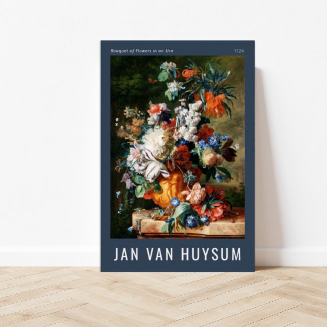 Bouquet of Flowers in an Urn by Jan van Huysum Poster (affordable art, vintage, cheap, printable art, colorful, dutch art, custom art)