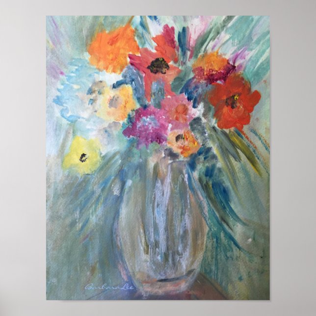Bouquet of Flowers in Glass Vase Poster (Front)