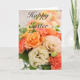 Bouquet of flowers in peach Easter Holiday Card