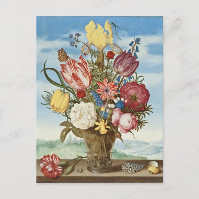 Bouquet of Flowers on a Ledge Ambrosius Bosschaert Postcard (Front)