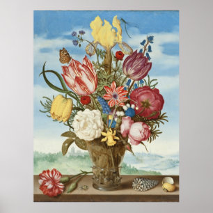 Bouquet of Flowers on a Ledge Ambrosius Bosschaert Poster