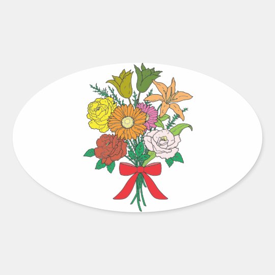 Bouquet of Flowers Oval Sticker