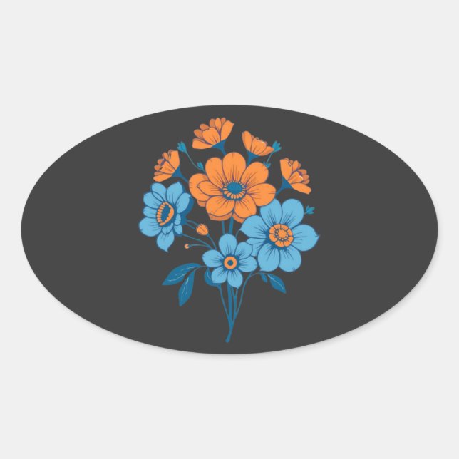 Bouquet of flowers oval sticker (Front)