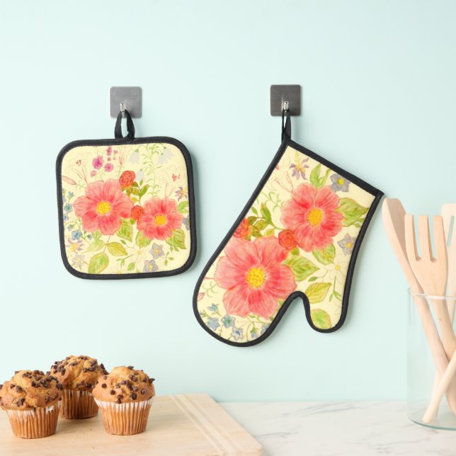 Bouquet of Flowers Oven Mitt & Pot Holder Set (Insitu(Hanging))