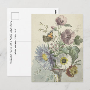 Bouquet of Flowers - Painted Lady Butterfly Postcard
