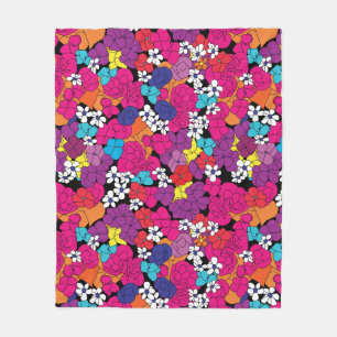 Bouquet of Flowers Pink and Purple Fleece Blanket