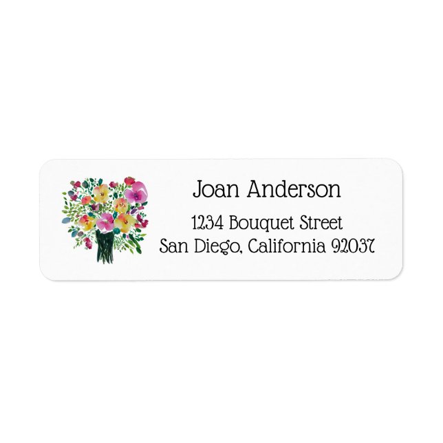 Bouquet of flowers return address label (Front)