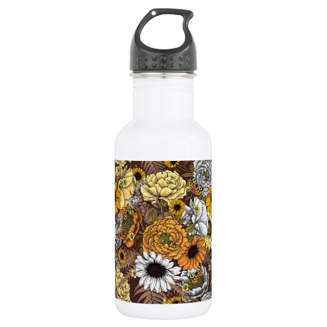 Bouquet of flowers- roses, peonies, daisies ans fe 532 ml water bottle (Front)