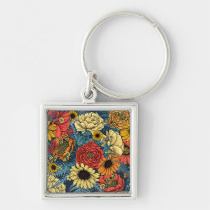 Bouquet of flowers- roses, peonies, daisies ans fe key ring
