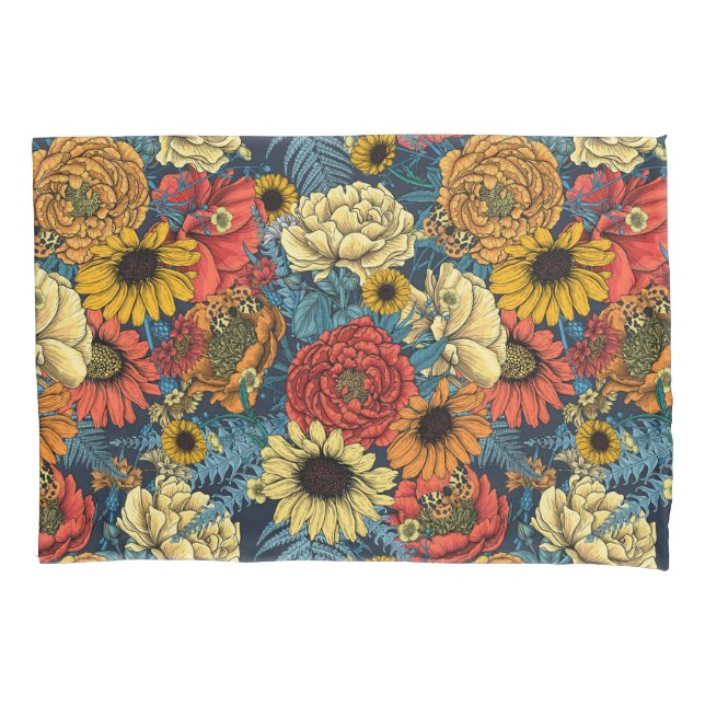 Bouquet of flowers- roses, peonies, daisies ans fe pillowcase (Front-Left)