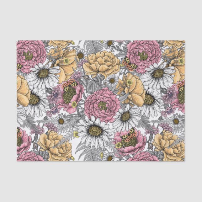 Bouquet of flowers- roses, peonies, daisies ans fe tissue paper (Front)