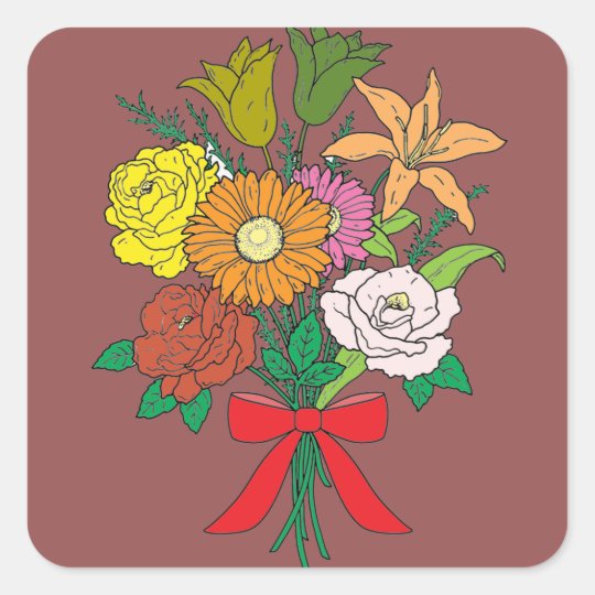 Bouquet of Flowers Square Sticker
