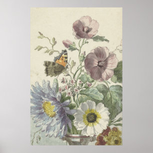Bouquet of Flowers with a Painted Lady Butterfly, Poster