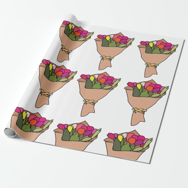 Bouquet Of Flowers Wrapping Paper (Unrolled)