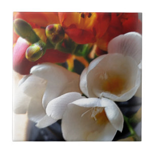 bouquet of freesias ceramic tile