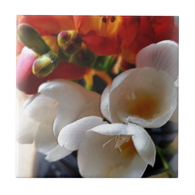 bouquet of freesias ceramic tile (Front)