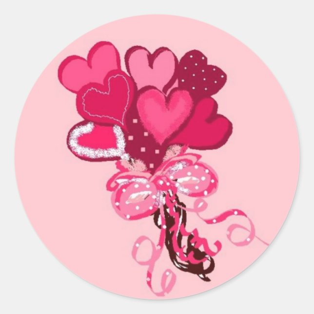Bouquet of Heart Flowers Classic Round Sticker (Front)