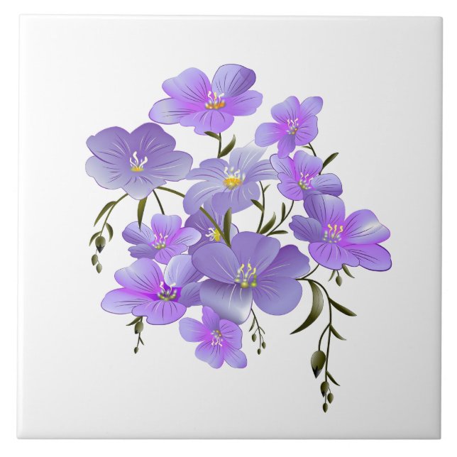 Bouquet of Lavender-Coloured Flowers Ceramic Tile (Front)