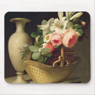 Bouquet of Lilies and Roses in a Basket, 1814 Mouse Pad