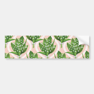 Bouquet of lilly of the valley flowers on green bumper sticker
