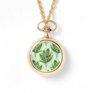 Bouquet of lilly of the valley flowers on green watch