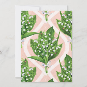 Bouquet of lilly of the valley flowers on pink