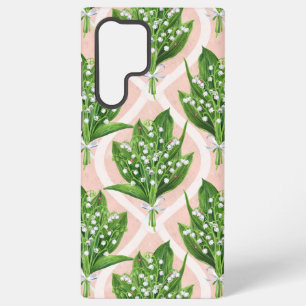 Bouquet of lilly of the valley flowers on pink samsung galaxy case