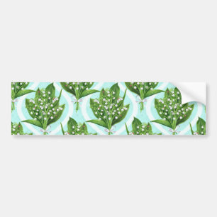 Bouquet of lily of the valley flowers on blue bumper sticker