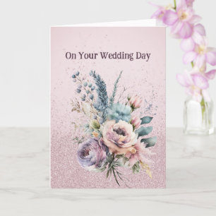 Bouquet of Mixed Flowers Wedding Congratulations Card
