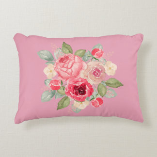 Bouquet of Painted Pink Roses Decorative Cushion