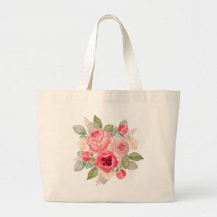 Bouquet of Painted Pink Roses Large Tote Bag