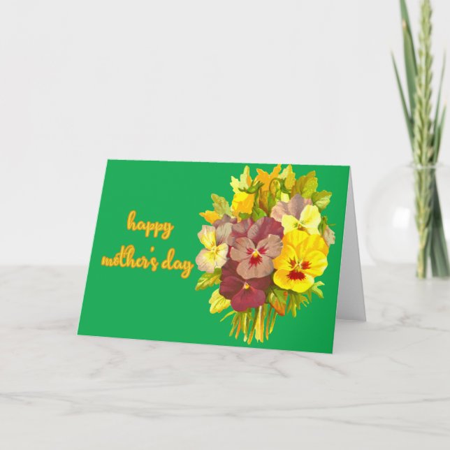 Bouquet of Pansies Mother's Day Card (Front)